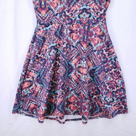 Torrid Multicolor Colorful Geometric Bold Kaleidoscope Fit n Flare Dress Size 0 - Picture 3 of 12